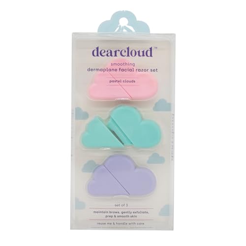 dearcloud Pastel Clouds Smoothing Dermaplane Facial Razor Set - Smooth & Exfoliate (3 pack)