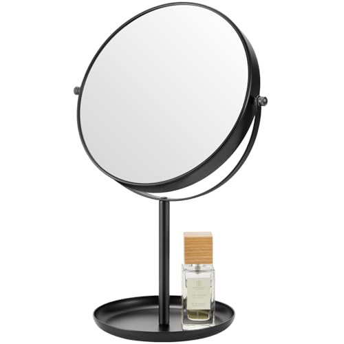 DECLUTTR 15X Magnifying Makeup Mirror, 9 Inch Tabletop Mirror on Stand, Large Double Sided Mirror for Desk, Black