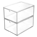 Youngever 2 Pack Stackable Plastic Organiser Drawers, Clear Cosmetic Organizers, Makeup Organiser Drawers