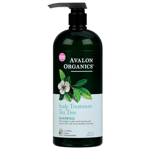Avalon Organics Scalp Treatment Tea Tree Shampoo, Encourages Scalp Well-Being and Leaves Hair Soft, 32 Fluid Ounces
