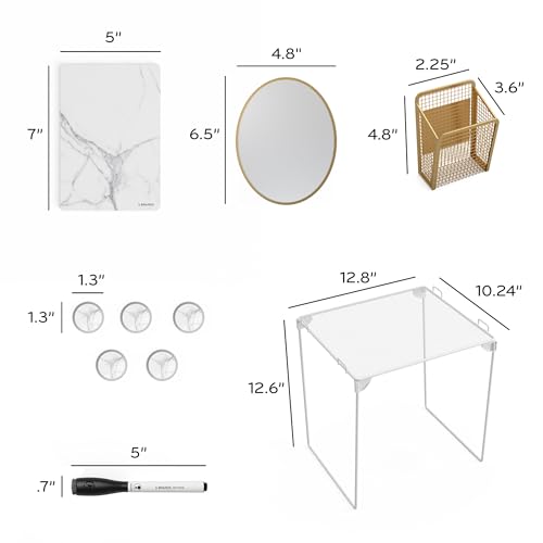 U Brands Gold Locker Organizer Kit, 11-Piece with Shelf & Mirror