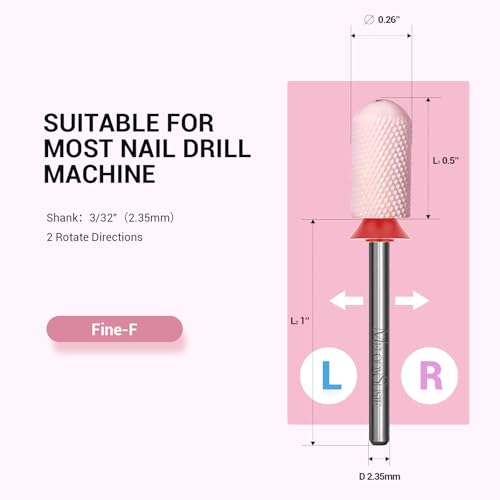 Ceramic Nail Drill Bit 3/32'' Smooth Round Top for Manicure & Pedicure