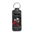 Red Rose Skull Chapstick Holder Keychain Clip