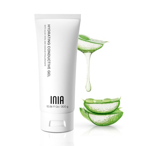 INIA Micro-current Conductive Gel for Facial and Body Skin Care Machines ? Hydrating Gel Primer with Hyaluronic Acid, Anti-Aging & Skin Tightening for Women and Men, 10.56 Fl Oz