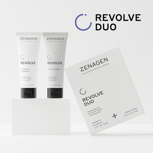 ZENAGEN Revolve Women's Travel Kit | Shampoo + Conditioner for Fine & Visibly Thin Hair, Promotes Thicker Fuller Hair, Plant-Based Formula, Color-Safe, Vegan