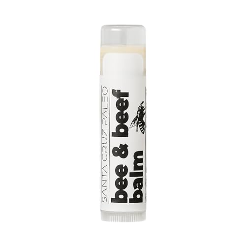 Santa Cruz Paleo Grass Fed Beef Tallow & Beeswax Peppermint Lip Balm, 1 Pack, Beef Tallow for Skin Care Moisturizer, Hypoallergenic for Sensitive Skin, Long Lasting & Vitamin Rich, Peppermint