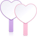 Heart Shaped Handheld Makeup Mirror 2-Pack, Pink & Purple