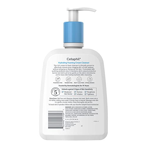 Cetaphil Hydrating Foaming Cream Cleanser, 16 fl oz