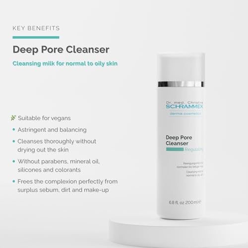 Deep Pore Cleanser (6.8 fl oz) - Cleansing Milk for Normal Skin - Makeup Removal - Face Wash & Cleanser ? No Parabens - Skin Care - Dr Schrammek