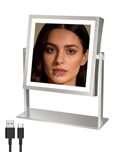Ruacq Rechargeable Vanity Mirror with Lights, 1X/10X Magnifying