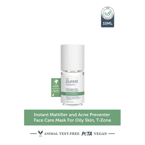 The Purest Solutions T-Zone Oil Eraser (0.7% Azelaic Acid & 0.5% Beta Glucan) - Oily and Acne-Prone Skin Care - Anti-Blemish - Sebum Balancing & Oil Absorbing for T-Zone - Vegan (0.34 fl. oz)