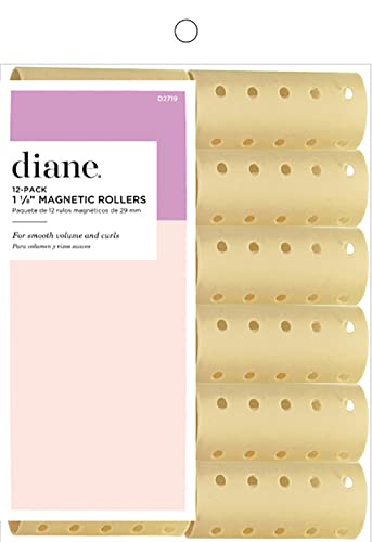 Diane Jumbo Hair Rollers - Beige - 12 Pack, No Pins Needed