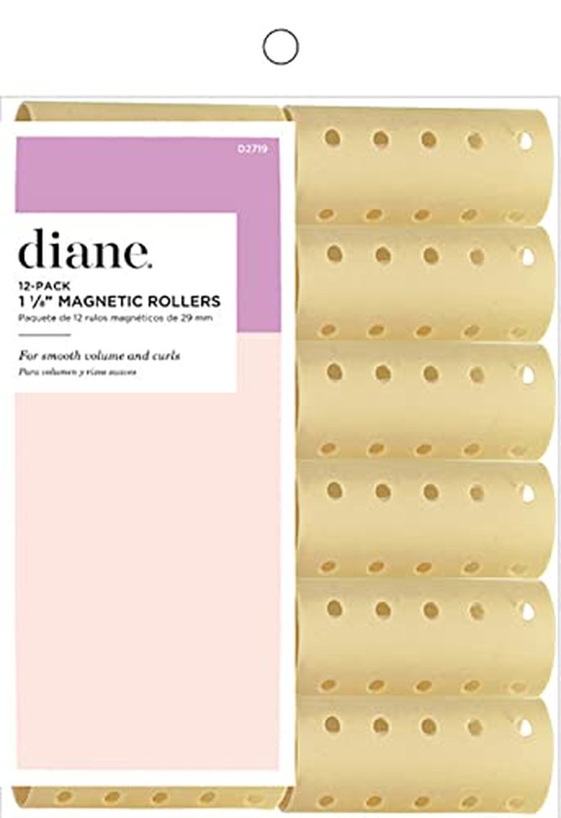 Diane Jumbo Hair Rollers - Beige - 12 Pack, No Pins Needed
