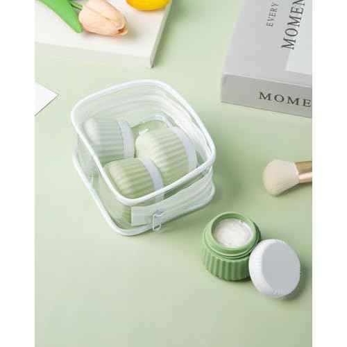 Travel Containers for Toiletries 4 Pack, TSA Approved Travel Size Toiletries, With Clear Bag Leak Proof Silicone Jars, Creams Jars Carrying Small Items