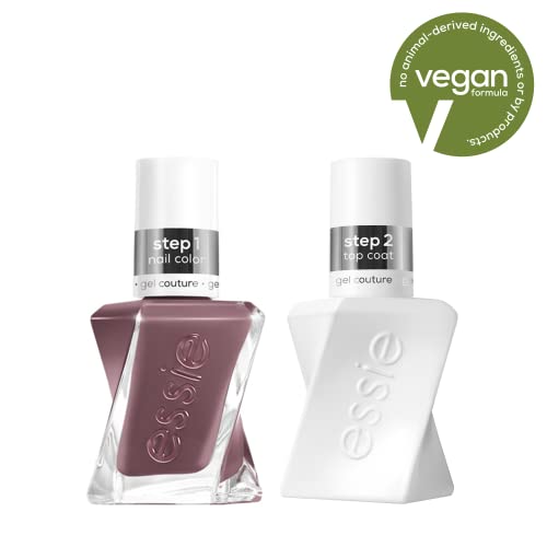 essie Gel Couture Nail Polish Kit, Mauve Nail Polish + Top Coat, Take Me To Thread, 0.46 oz each