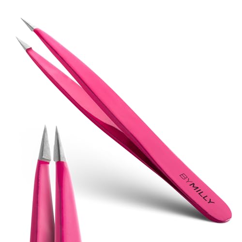By MILLY Pointed Tweezers - High Carbon Stainless Steel Precision Hair Removal