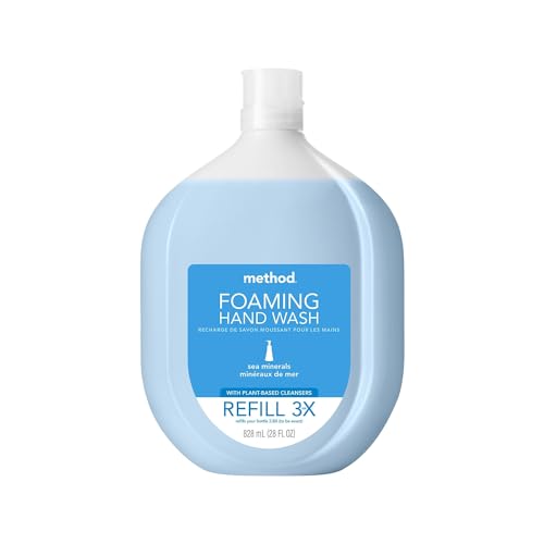 Method Foaming Hand Soap Sea Minerals Recyclable Bottle Biodegradable Formula, 28 fl oz (Pack of 4) + 28 oz (Pack of 1)
