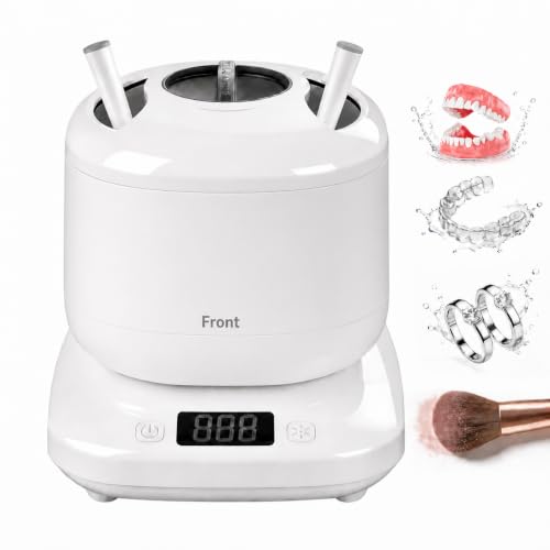 Vcyems Glossy White Ultrasonic Jewelry & Retainer Cleaner with UV-C, 42kHz Sonic Cleaning