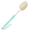 Backski Green Long Handle Body Scrubber with Soft & Stiff Bristles, Anti-Slip Shower Brush