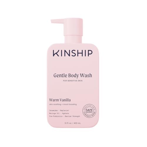 Kinship Gentle Moisturizing Body Wash for Sensitive Skin | Eczema Relief & Hydration for Dry Skin | Vanilla Body Soap, 13 oz