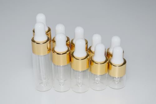 Mini Glass Dropper Bottles 1-5ml, 10 Pack Travel Essential Oil