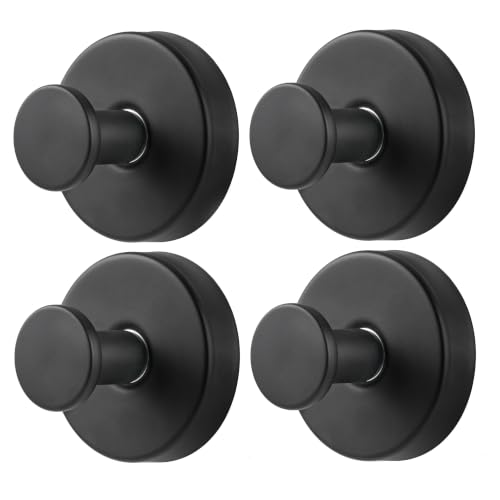 Joymouse Black Heavy Duty Shower Suction Cup Hooks 4 Pack - Removable Towel Hooks for Bathroom & Kitchen