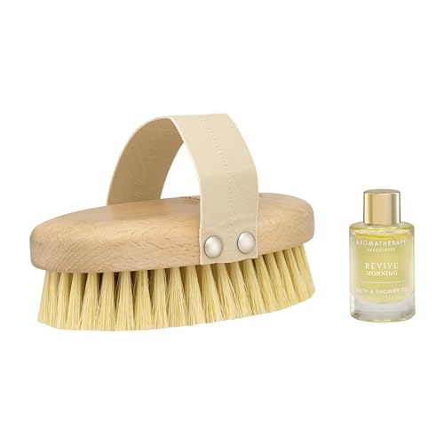 Aromatherapy Associates Energy Restore Duo, Revive Morning Bath & Shower Oil and Revive Body Brush. Made with Premium Essential Oils for Relaxation (2-Piece Set)