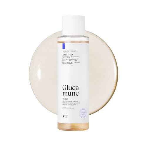 VT COSMETICS Glucamune Facial Toner with Snow Mushroom, Hydrating & Soothing for Dry, Sensitive, and Combination Skin, Vegan Toner, Fragrance-Free, Korean Skincare (6.76 fl. oz.)