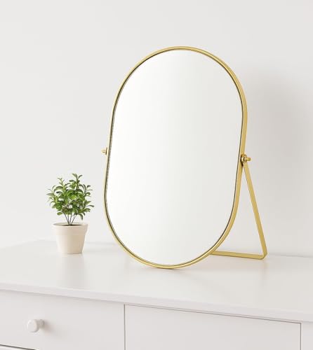 Feyarl Oval Vanity Mirror 12x8 Inch - Gold Cosmetic Mirror