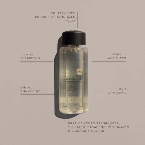 Kristin Ess Hair Fragrance Free Daily Cleansing Shampoo, Lightly Clarifying, Shine Enhancing, Vegan, Paraben, Sulfate, Phthalate and Silicone Free, Gluten Free, 10 fl. oz. - Pack of 1