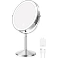 Professional 9" Lighted Makeup Mirror Double-Sided Rechargeable Vanity Mirror 1X/10X HD Magnifying, 88 High-CRI 97 LEDs, 3 Color Modes & Dimmable Brightness, Height Adjustable, 4000mAh Dual Power