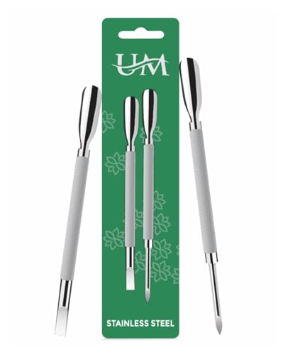 UM Supplies Cuticle Pusher and Spoon Nail Cleaner 2PCS Set | Dual Ended | Nail Care Tool | Easy to Use Fingernail and Toenail | Pedicure Manicure Tools