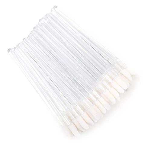 Mekupeu 300pcs Disposable Lip Brushes with Clear Handle - Hygienic Lip Applicators