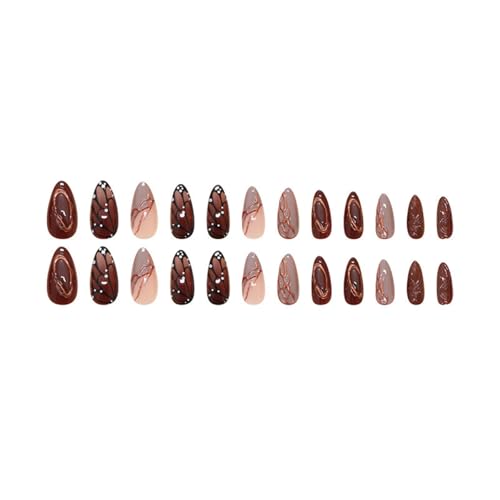Medium Almond Press-On Nails with 3D Butterfly Design - 24 Pcs