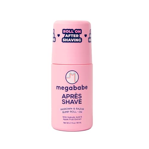 Megababe Mini Apr?s Shave (1.7 fl oz) | Travel size post-Shave & Waxing | Ingrown Hair & Razor Bump Roll-On Treatment for Women | Bikini, Armpits & Legs