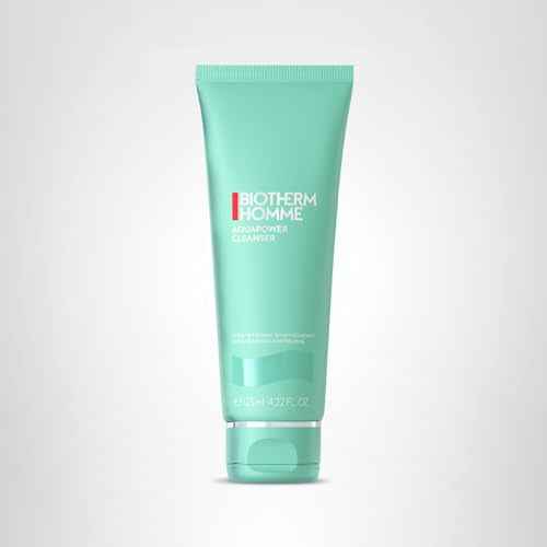 Biotherm Homme Aquapower Cleanser for Oily and Dry Skin with Oligo Elements, Delivers a Clean, Fresh, and Hydrated Complexion, Suitable for Shaving Prep, Tube, 4.2 Fl. Oz.