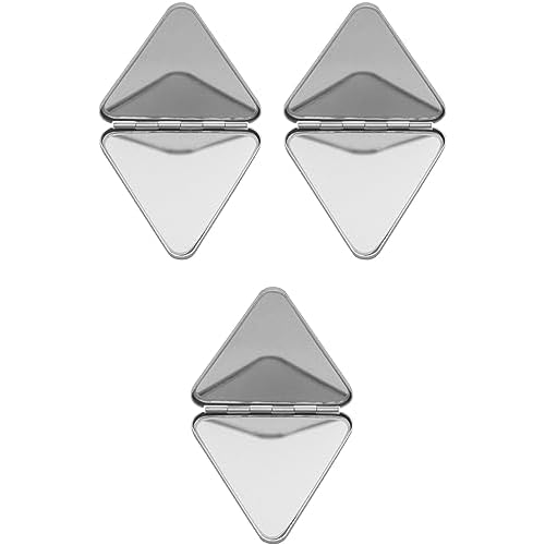Stephanie Imports Set of 3 Double Sided Magnifying Compact Mirrors (Silver, Triangle)