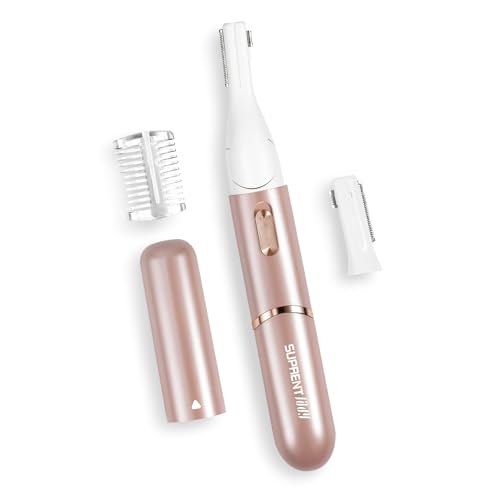 SUPRENT Women's Facial Hair Remover £¦ Eyebrow Trimmer with Pivoting Head - Rechargeable Eyebrow Razor Painless Facial Trimmer on Lips, Cheeks, Ears, Neck and Chin - Easy Cleaning - Pink
