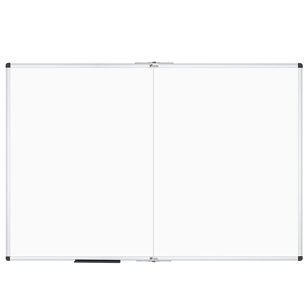 VIZ-PRO Large Dry Erase White Board/Magnetic Foldable Whiteboard, 48 X 48 Inches, Silver Aluminium Frame