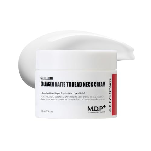 MDP+ PREMIUM COLLAGEN NAITE THREAD NECK CREAM 2.0, Aging Solution, Skin Tightening, Firming, Peptides for Neck & Décolleté Wrinkles and Fine Lines, Soft Smooth Skin | 3.38 fl.oz, 100ml