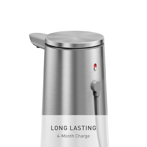 simplehuman Brushed Stainless Steel Sensor Foam Dispenser 10oz - Touchless & Rechargeable