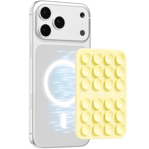 Magnetic Phone Grip with Suction Cups for MagSafe Compatible Devices - Baby Yellow