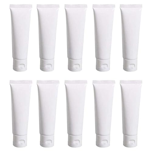 20PCS 100ml/3.4oz White Plastic Facial Cleaner Soft Tube Bottles Empty Refillable Travel Makeup Sample Packing Container Storage Pot Jar Vials Dispenser for Toiletries