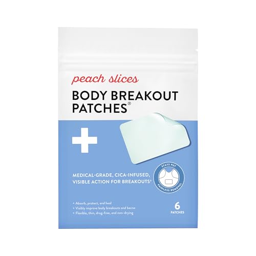 Peach Slices - Body Breakout Patches (6 ct) - Overnight Body Pimple Patches - Hypoallergenic - Flexible & Painless - Cica & Hydrocolloid Bandages - Vegan & Cruelty Free - Korean Skin Care & Beauty