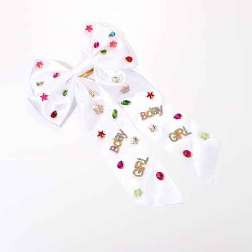 Birthday Hair Bows for Women Crown Birthday Girl Hair Bow Clips Crystal Pearl Star Jeweled Big Hair Bows Pink Bow Satin Hair Ribbons Accessories Gifts Party Favors (Pattern B3)