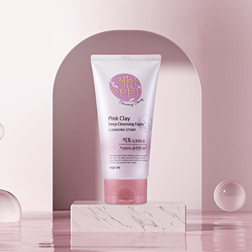 Kwailnara Cleansing Story Natural Facial Deep Foam Cleansing - Pink Clay