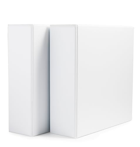 Amazon Basics Economy 3 Ring Binder, 3" D-Ring, 2-Pack, White