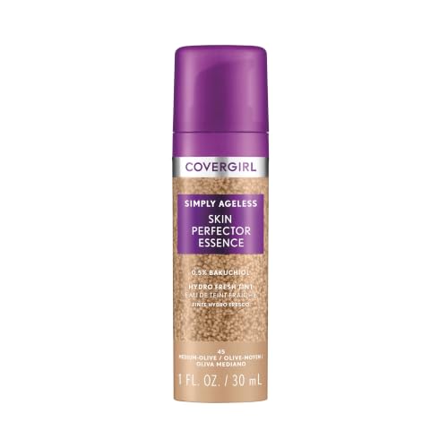Covergirl Simply Ageless Skin Perfector Foundation 45 Medium-Olive 1oz - Vegan, Hydrating, Anti-Aging Hybrid