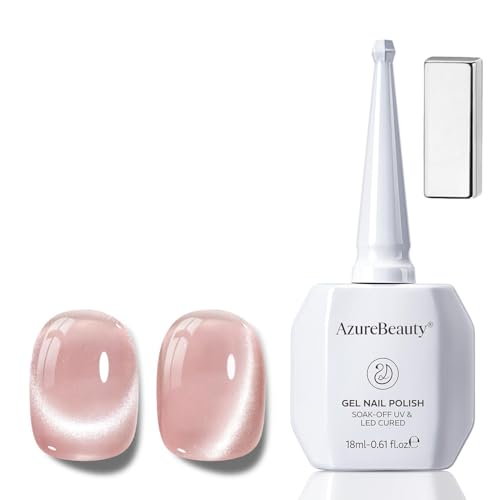 AZUREBEAUTY Pink Cat Eye Gel Nail Polish 18ML with Magnetic Stick - Nude Pink