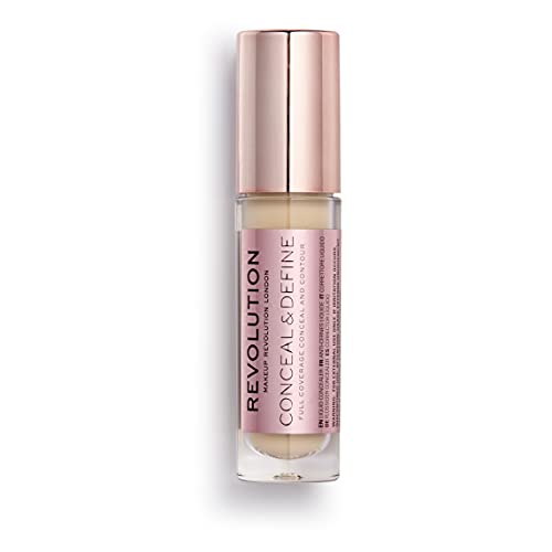 Revolution, Conceal & Define Concealer, Full Coverage & Lightweight, Long-Lasting Matte Finish, Vegan & Cruelty Free, C6 Fair or Light Skin Tones, 0.14 oz